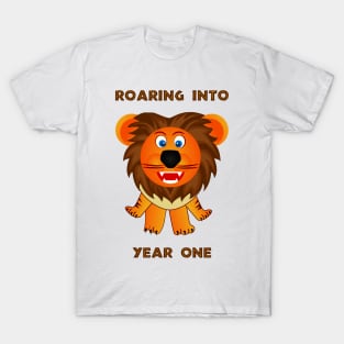 Roaring Into Year One (Cartoon Lion) T-Shirt